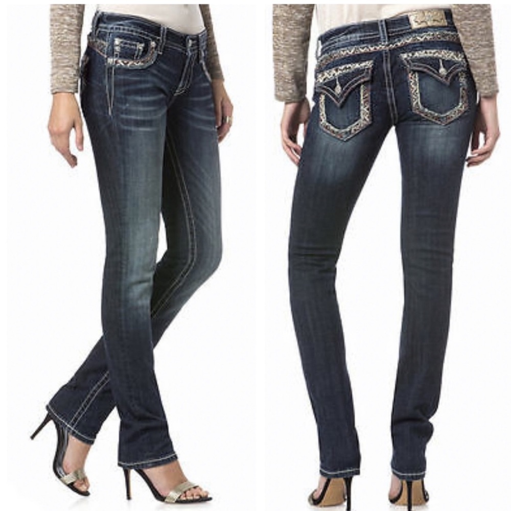 Miss Me ~👖Red Fray Studded Jeans
